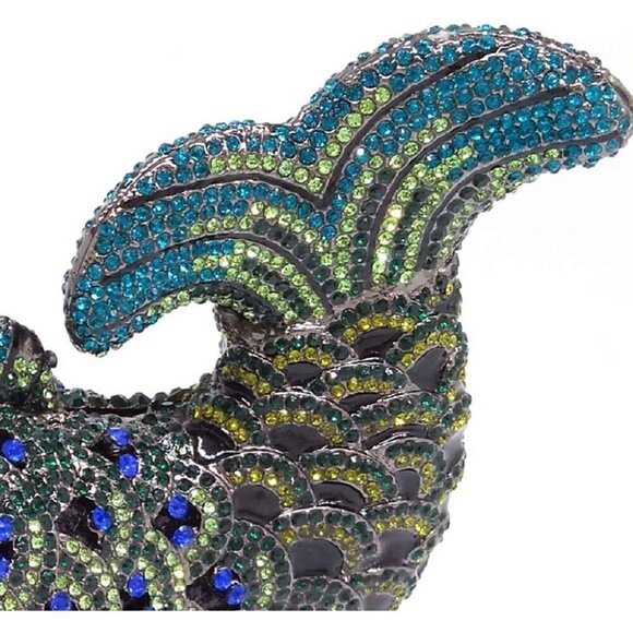 Women Blue Super Mini Fish Evening Crystal Clutch Purse Wedding Party Handbags